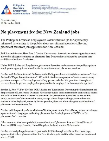 No Placement Fee for New Zealand Jobs