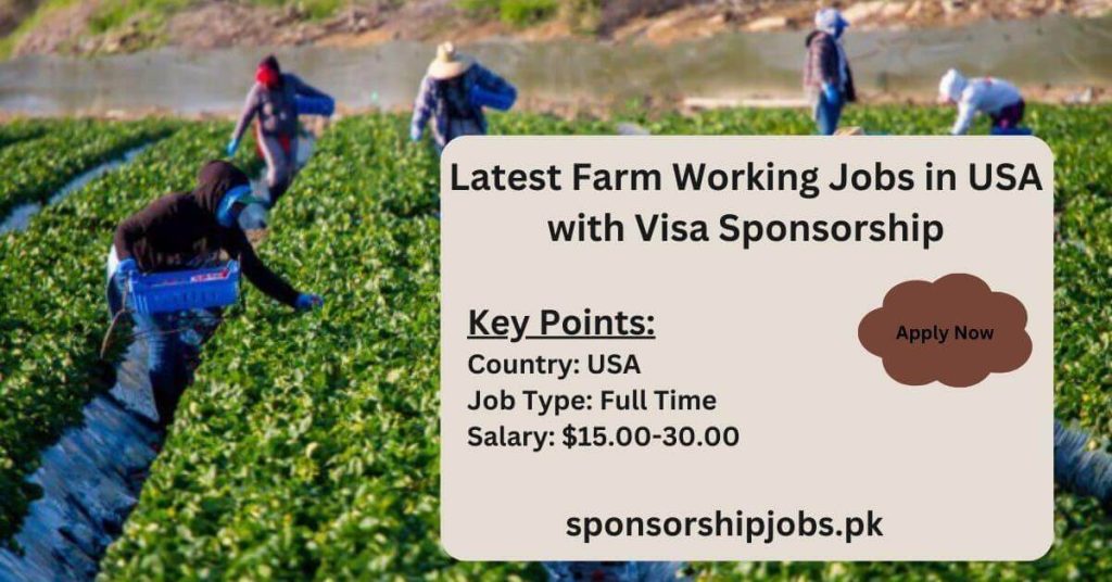 Latest Farm Working Jobs in USA with Visa Sponsorship